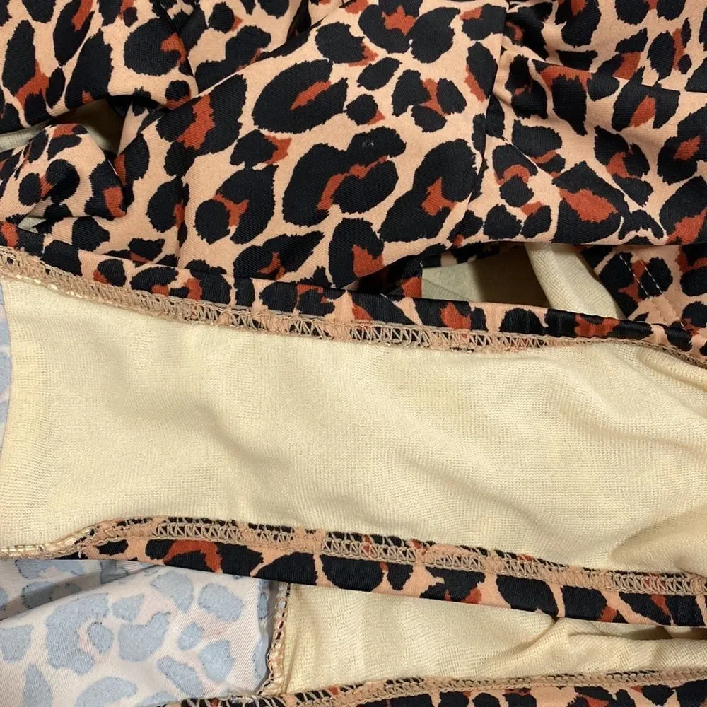 Kona Sol Womens Leopard Print Twist Front Halter One Piece Swimsuit